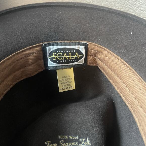 SCALA Handmade Four Seasons Outback Felt Brown Wool Fedora Hat Sz Medium - Picture 5 of 9